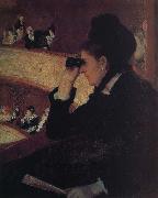 Mary Cassatt, the girl wear  black dress at the theater